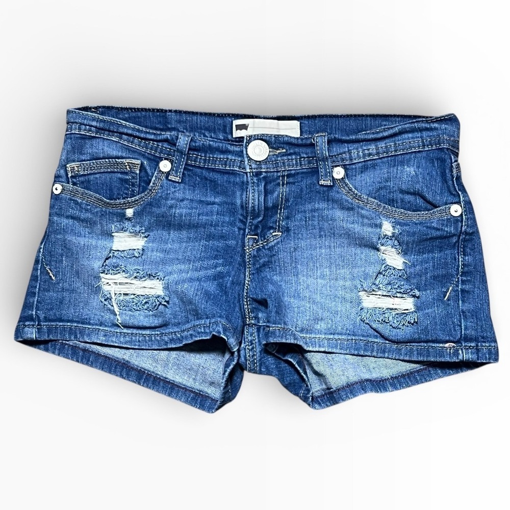 Levis Denim Cutoff Shorts Distressed Blue Size 27x2 Micro Mini Booty Y2K Casual